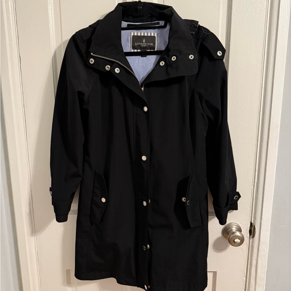 London Fog Black Rain Trench Coat